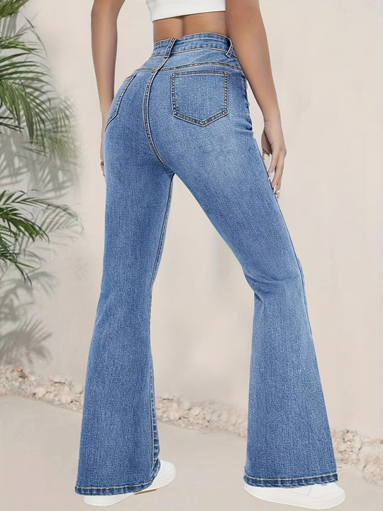 Heidi-Mode | Stilvolle Hoch Taillierte Ausgestellte Jeansbroek