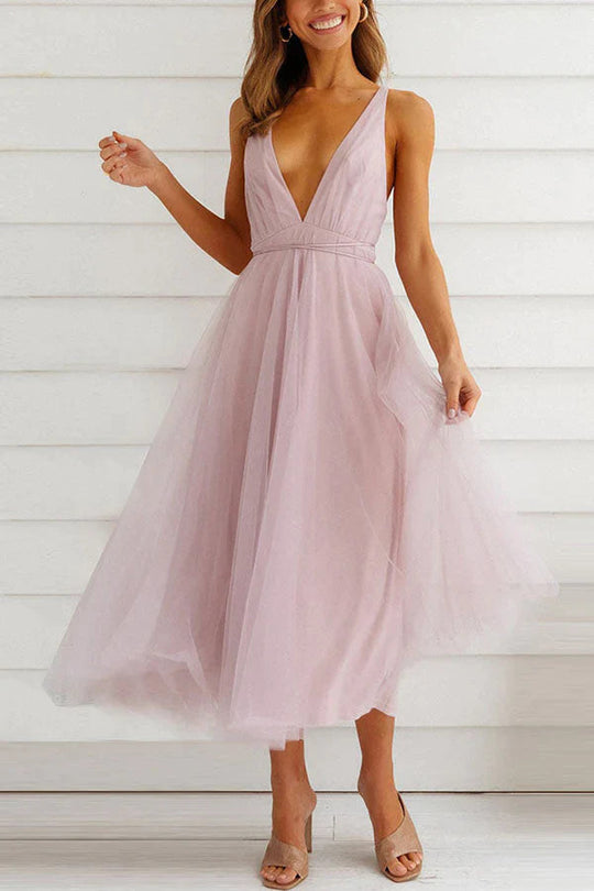 Heidi-Mode | Midi Kleid aus Tüll mit V-Ausschnitt Feeling Romantic