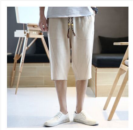 Herren lässige Leinenhose mit elastischem Bund und praktischen Taschen Heidi-Mode