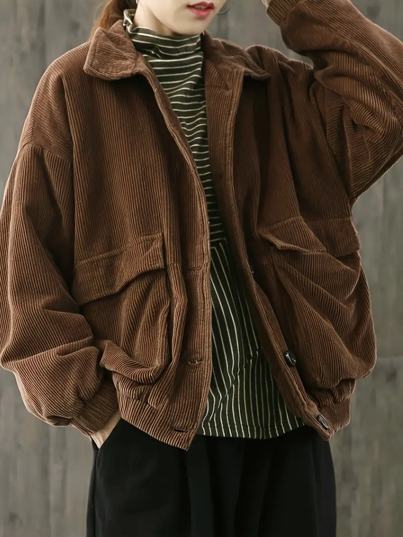 Cordjacke mit Knopfleiste vorne