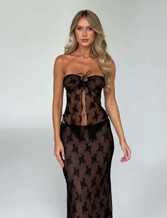 Heidi-Mode | Elegante Durchsichtige Bluse mit Rock