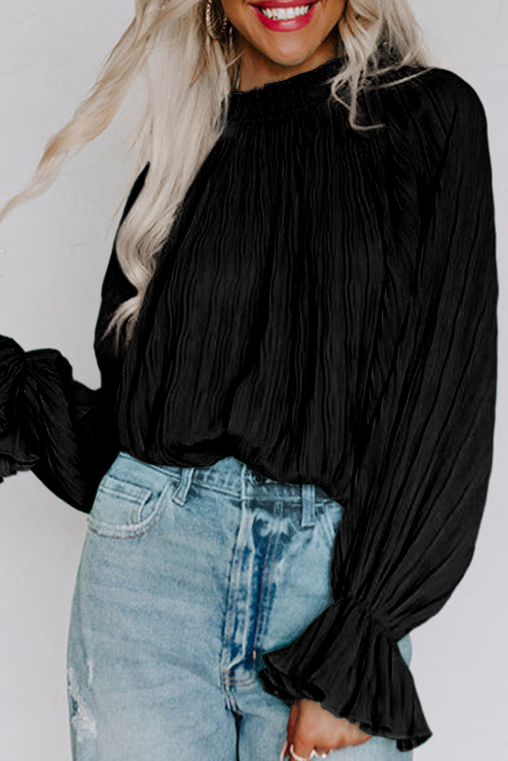 Heidi-Mode | Rundhals Volantärmel Bluse