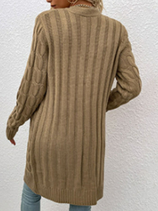 Heidi-Mode | Kabelstrick Knopfverschluss Cardigan mit Taschen
