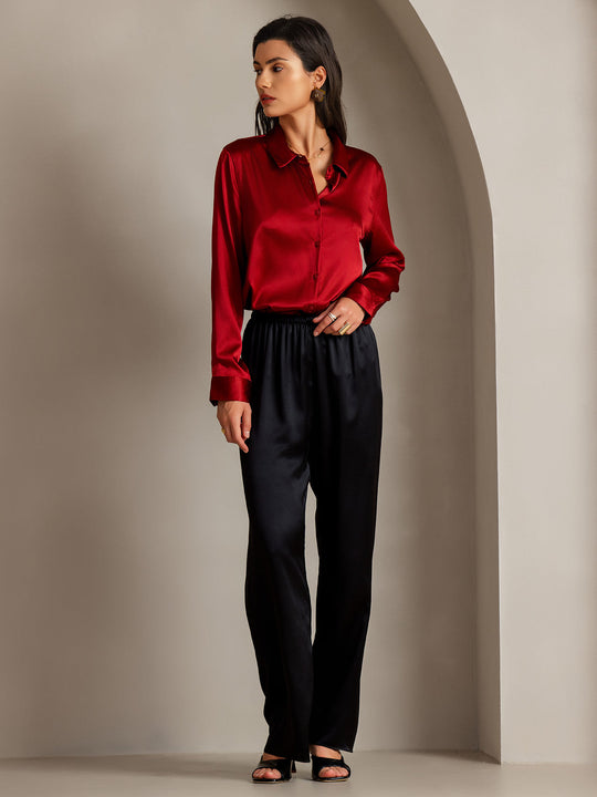 Heidi-Mode | Damen Seiden Basis Militär Revers Hemd