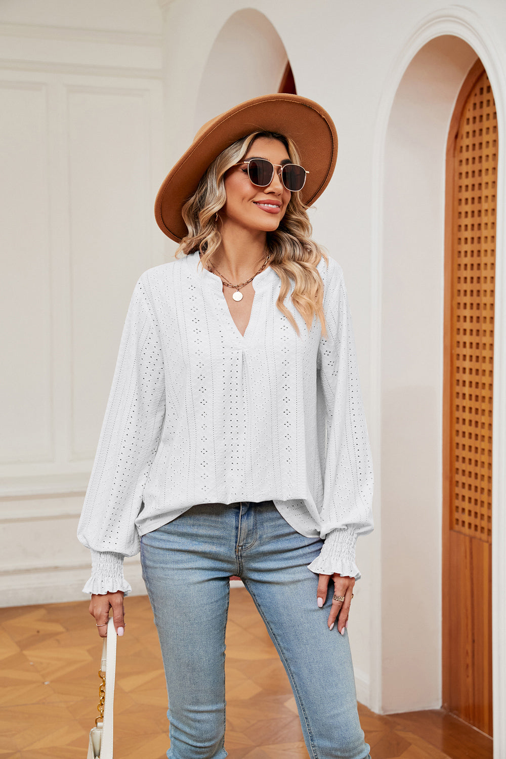 Heidi-Mode | Notchkragen Volant Ärmel Bluse