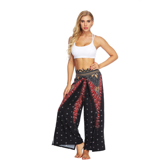 Damen Weitgeschnittene Haremshose mit buntem Ethno-Muster Heidi-Mode