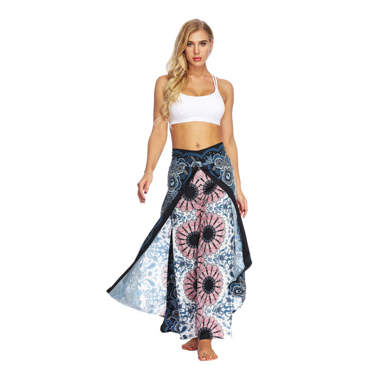 Damen Weitgeschnittene Haremshose mit buntem Ethno-Muster Heidi-Mode