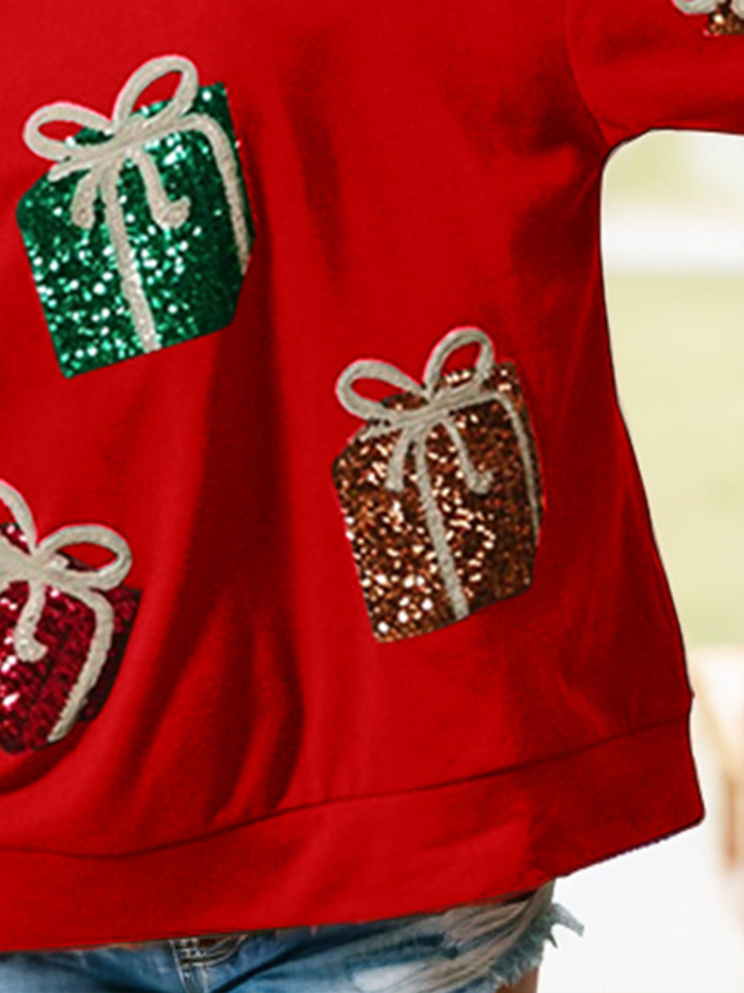 Heidi-Mode | Pailletten Geschenkbox Langarm Sweatshirt