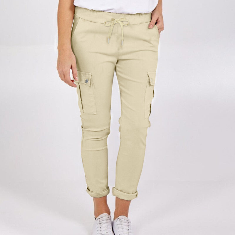 Heidi-Mode | Damen Cargo-Hosen mit Taschen und Kordelzug