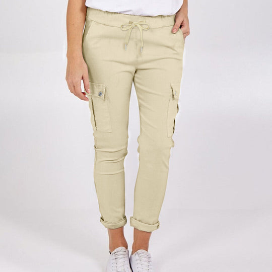Heidi-Mode | Damen Cargo-Hosen mit Taschen und Kordelzug