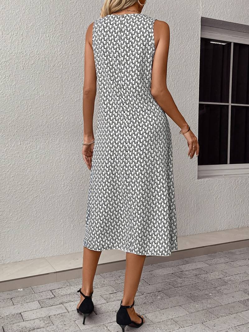 – ärmelloses boho-midikleid mit allover-print