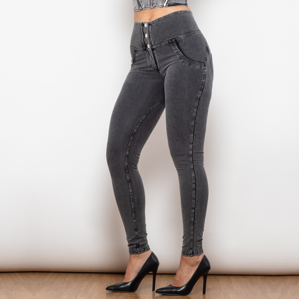 Heidi-Mode | Graue Enge Jeans mit Hoher Taille