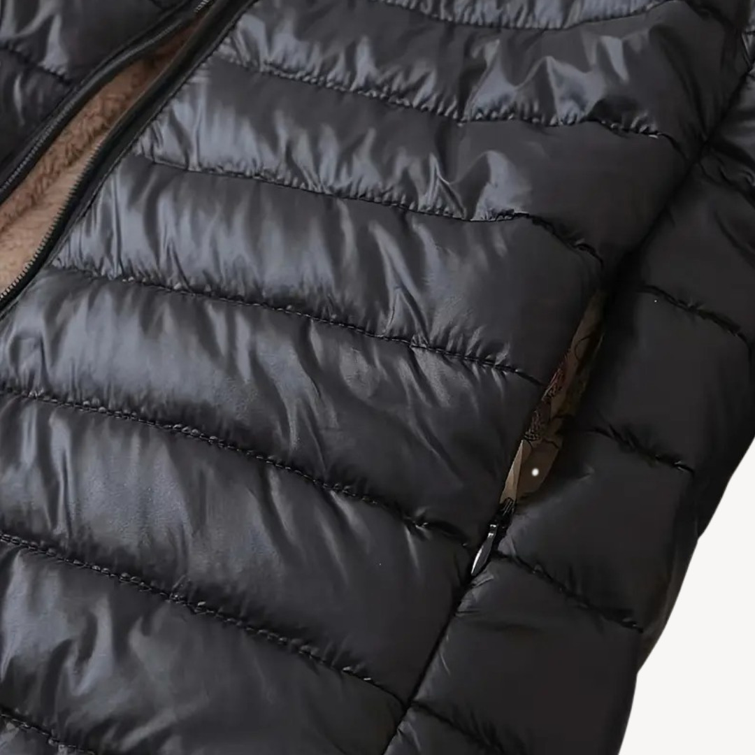 Heidi-Mode | Damen Kunstpelz Futter Gesteppte Kapuzenjacke