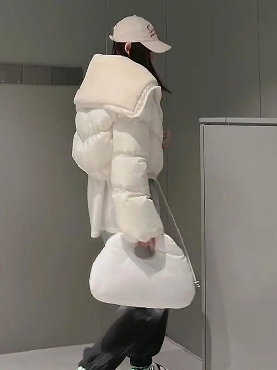 Heidi-Mode | Damen kurze Daunenjacke mit Stehkragen, Reißverschluss und elastischem Bund