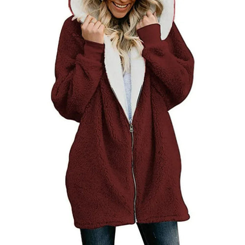 HeidiMode | Flauschiger Fleecemantel Mit Kapuze Und Weicher Tasche