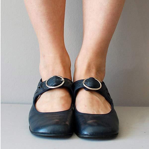 Heidi-Mode | Jahrgang Schuhe mit Abgerundeter Zehenpartie