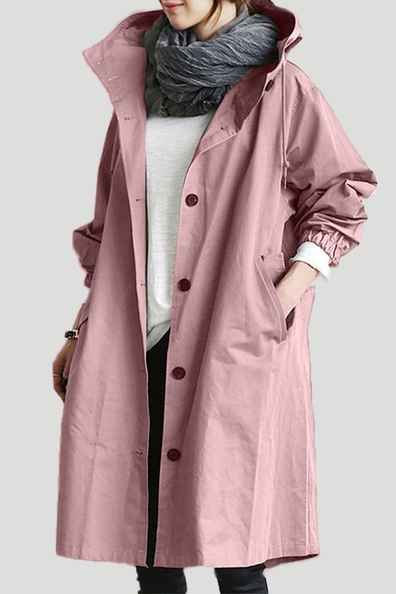 Wasserdichter Trenchcoat mit Kapuze für Damen