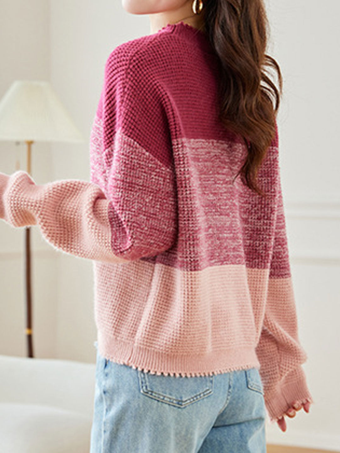 Heidi-Mode | Pullover Lose Rundhals Ombre Gestrickt