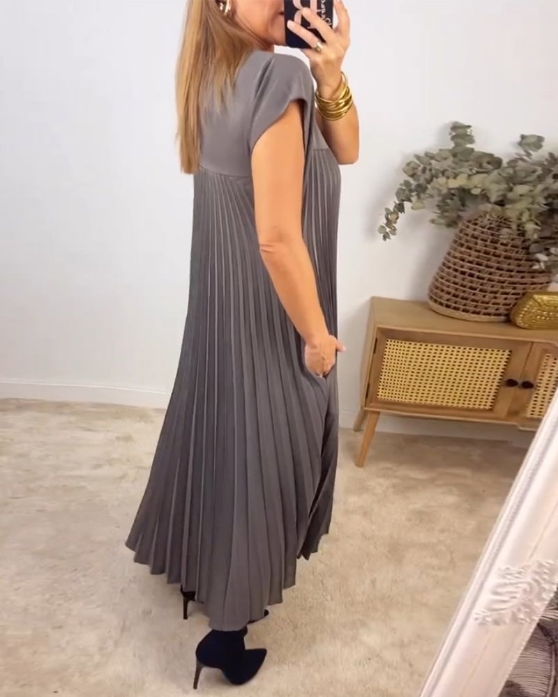 Einfaches einfarbiges Plisseekleid für Damen