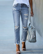 Heidi-Mode | Damen Schicke Zerfledderte Jeans Denim