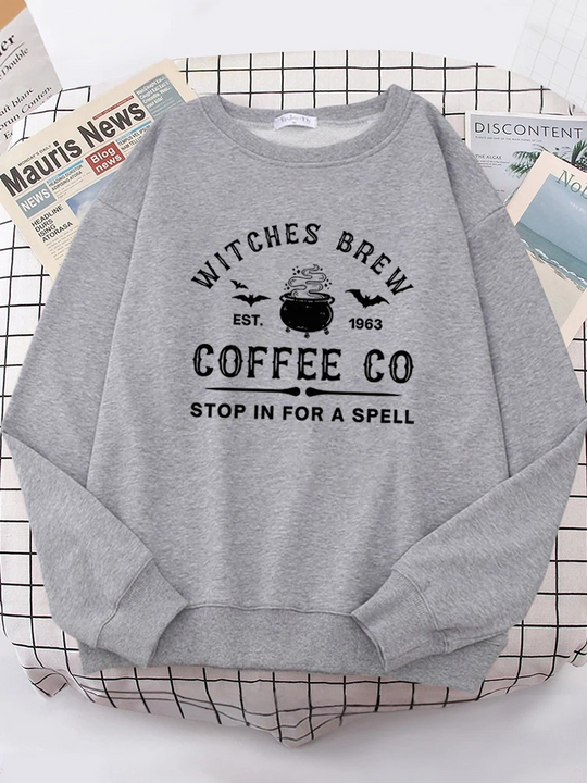 Heidi-Mode | Lustiges Sweatshirt mit "witches Brew Coffee Co" Print Damen Pullover