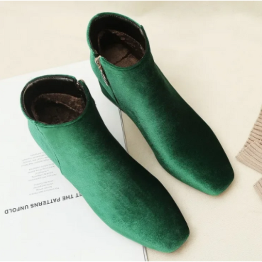Heidi-Mode | Elegante Stiefeletten mit Quadratzehen und Hohem Absatz Damen Stiefeletten