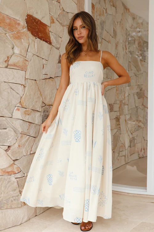 Heidi-Mode | Living Is Easy Ärmelloses Gedrucktes Maxikleid