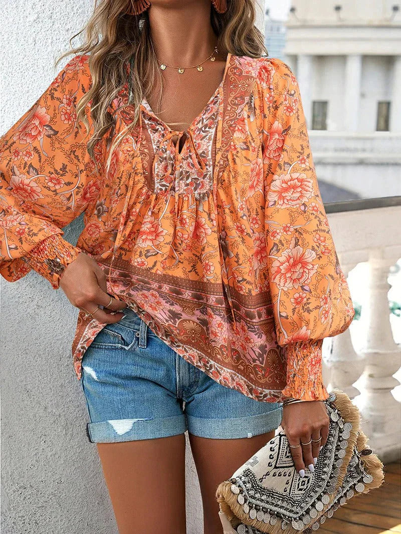 Heidi-Mode | Blumenbluse Mit Langen Ärmeln Für Damen