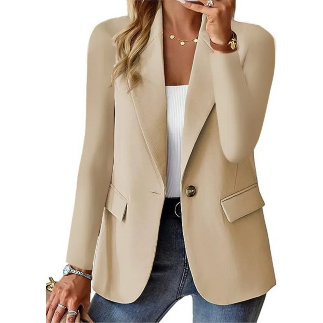 Heidi-Mode - Lässig Einfarbig Lange Ärmel Slim Tasche Schnalle Damen Blazer