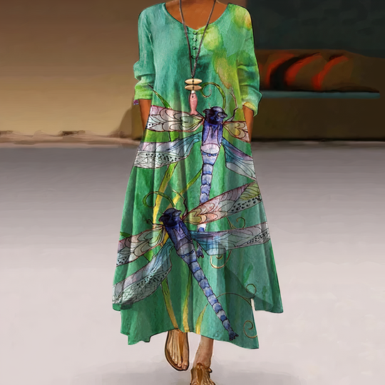 Heidi-Mode | Elegantes Kleid mit Raffinierten Details und Flatternder Schnitt