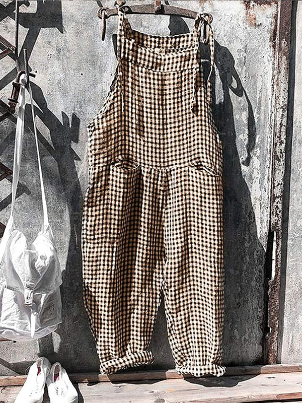 Heidi-Mode | Jahrgang Baggy Jumpsuit mit Gestreiftem Stil und Taschen