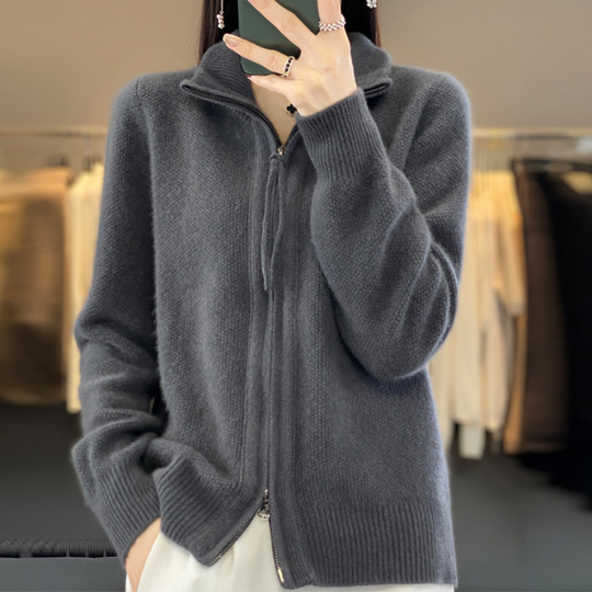Heidi-Mode | Strickjacke aus Wolle und Kaschmir mit Reißverschluss