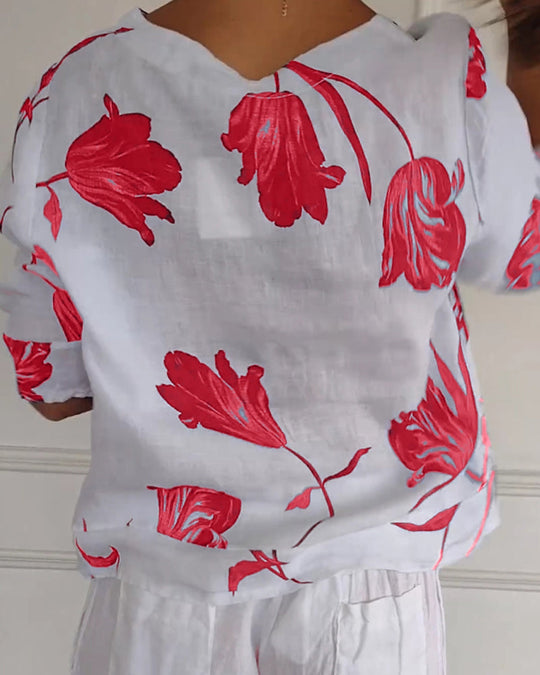 Heidi-Mode | Blumenoberteil aus Baumwollmischungen