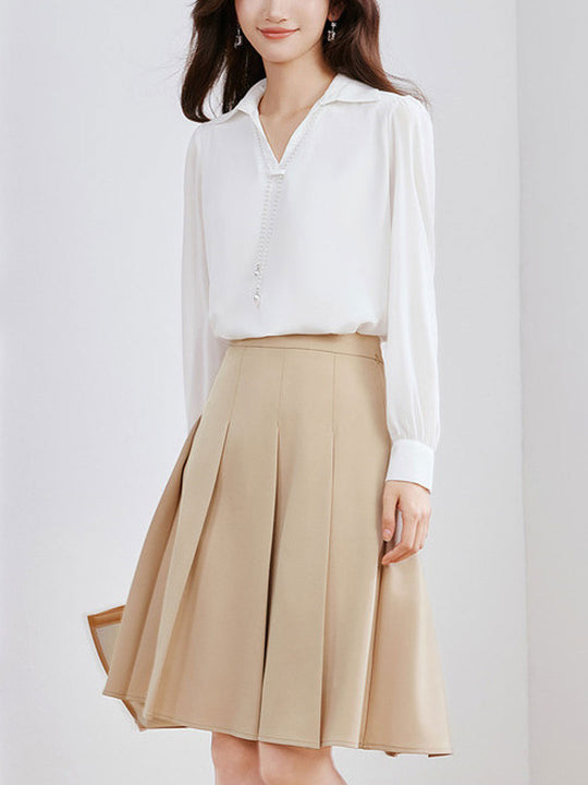 Heidi-Mode | Top Elegante V-Ausschnitt Satin Hemd
