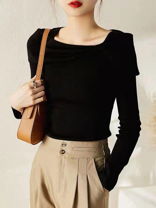 Heidi-Mode | Sweater Damen Schleife Strickpullover