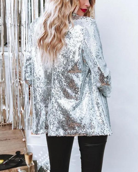 Heidi-Mode | Glänzender Pailletten Blazer Festkleid