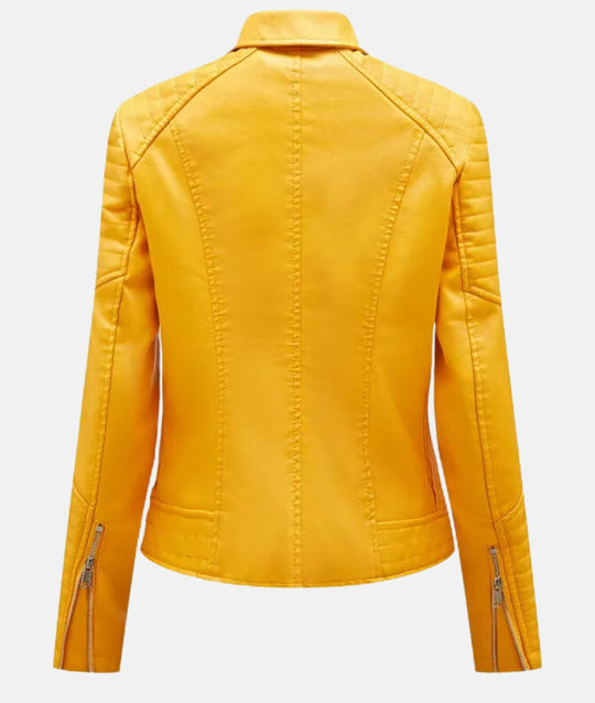 Heidi-Mode | Damen Lederjacke Ohne Kapuze Stilvolle Bikerjacke