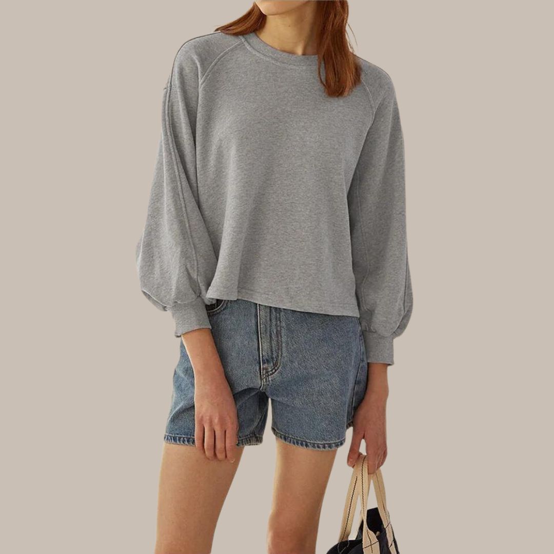 sweatshirt met ronde hals en ballonmouwen