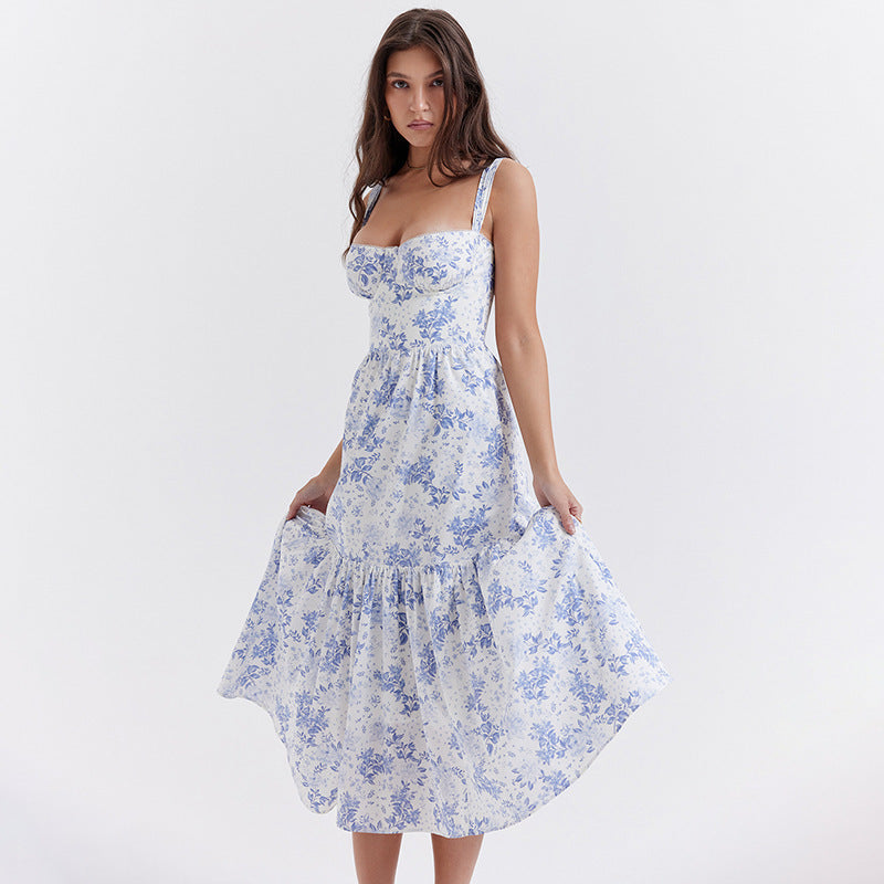 Heidi-Mode | Und Sommer Hübsches Pastoral Stil Sling Blumenkleid Eine Swing Torte Kleid