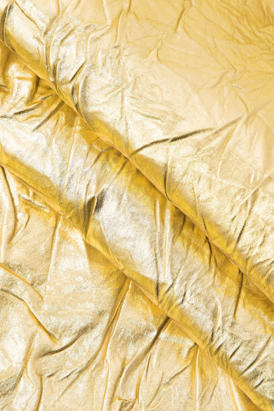 Heidi-Mode | Glänzender Metall Midirock mit Crinkle-Effekt und Elastischem Bund