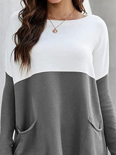 Heidi-Mode | Zwei-Ton Pullover mit Taschen