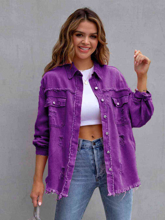 Heidi-Mode | Zerrissene Drop Shoulder Denim Jacke