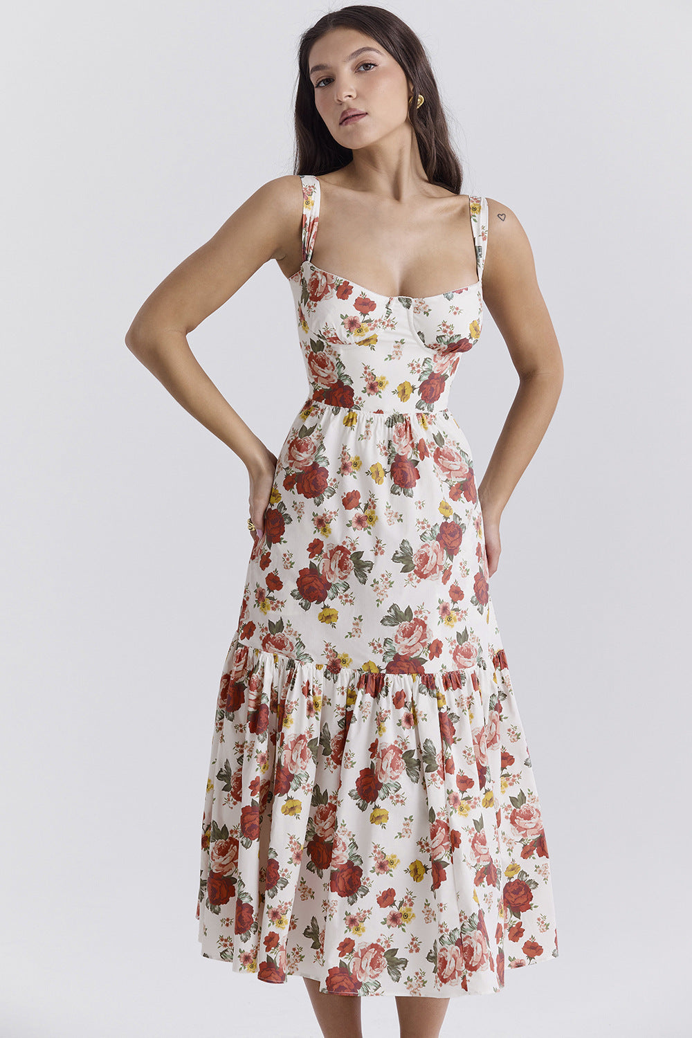 Heidi-Mode | Und Sommer Hübsches Pastoral Stil Sling Blumenkleid Eine Swing Torte Kleid