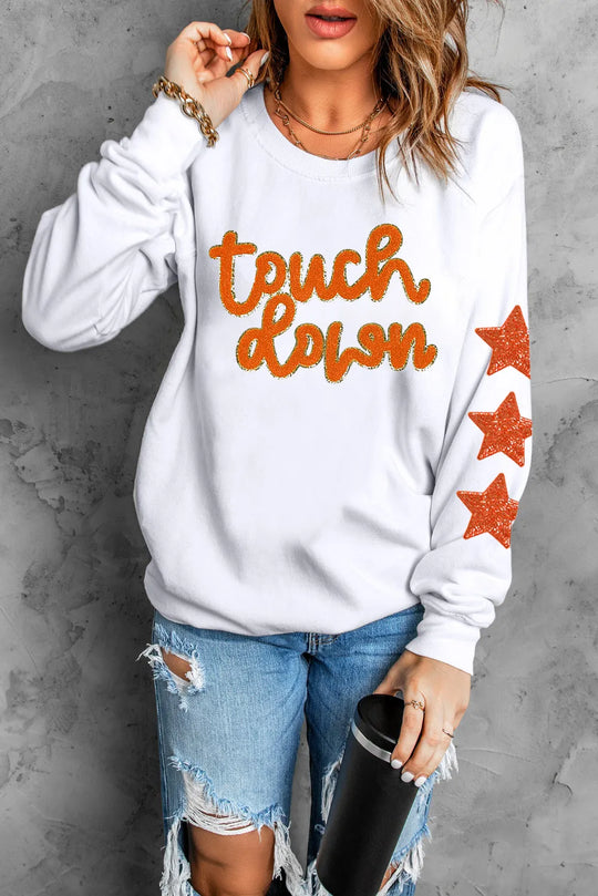 Heidi-Mode | Letter & Star Rundhals Langarm Sweatshirt