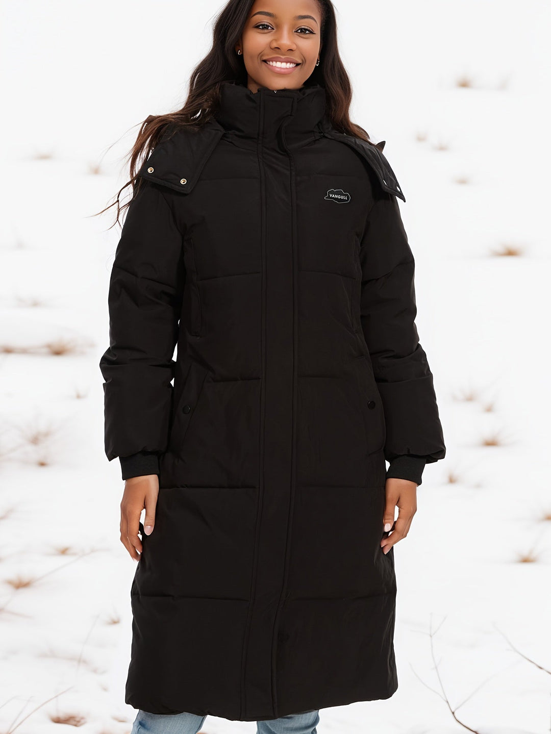 Heidi-Mode | Stylischer schwarzer Parka Wintermantel mit Kapuze und Futter Ideal für Herbst/Winter