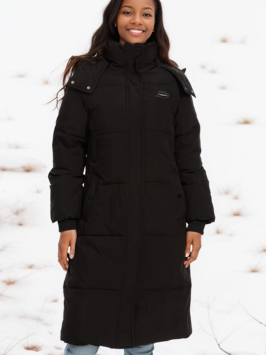Heidi-Mode | Stylischer schwarzer Parka Wintermantel mit Kapuze und Futter Ideal für Herbst/Winter