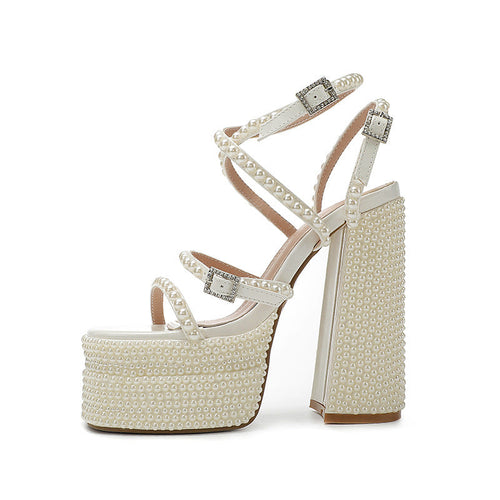Heidi-Mode | Damen Dicke Hochhackige Plateausandalen