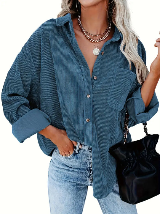 Heidi-Mode | Cordhemd Langarm Bluse für Frauen