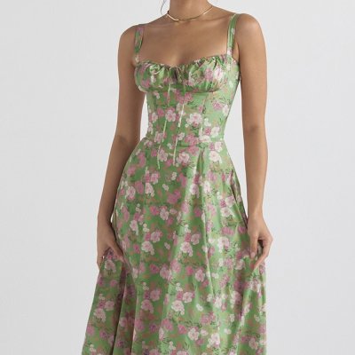 Heidi-Mode | Sommerslank Überknie Kleid mit Rückenbanden