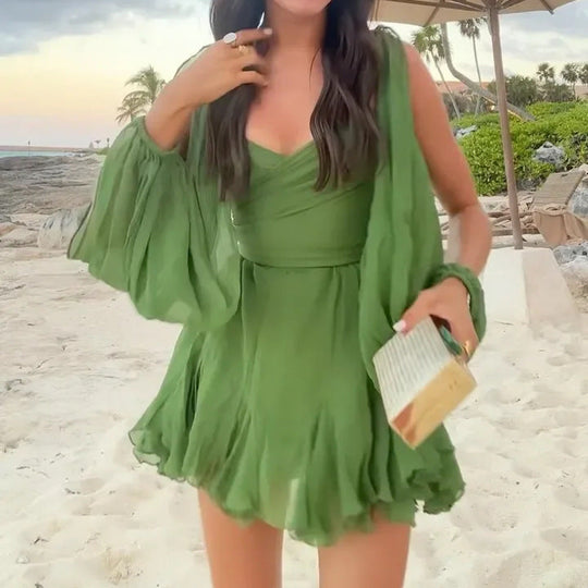 Heidi-Mode | Modebewusste Off Shoulder Kleid mit Laternenärmeln